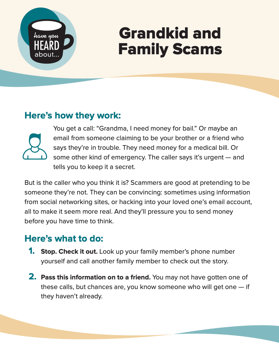 FTC Grandkid and Family Scams fact sheet